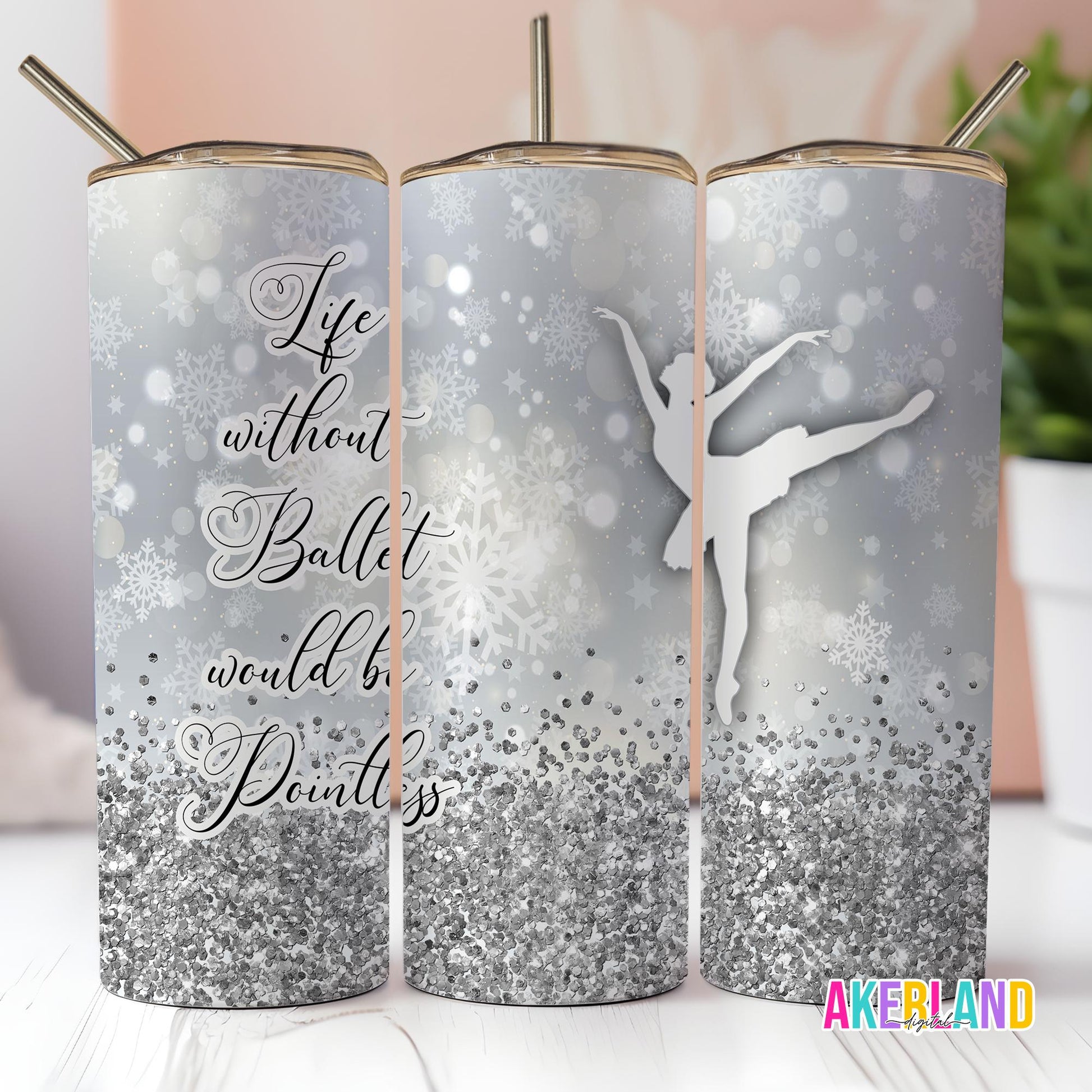 Glitter Ballet Tumbler - 20 oz Sublimation Tumbler Design PNG Digital Download