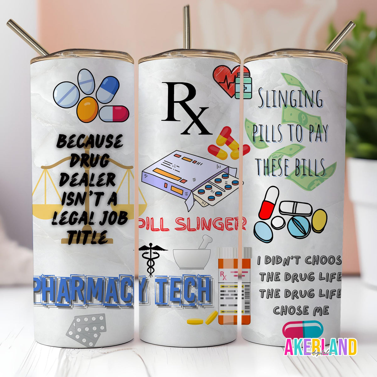 Pharmacy Tech 20oz Sublimation Tumbler Design - PNG Digital Download
