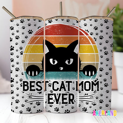 Best Cat Mom Ever Tumbler Design – Sublimation PNG (Digital Download)