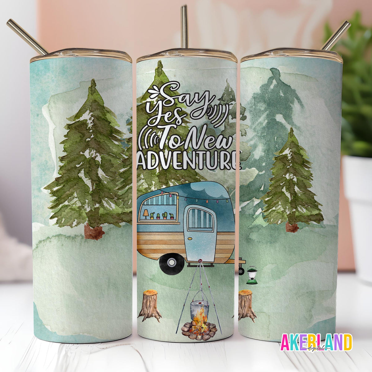 Camping 20oz Sublimation Tumbler Design - PNG Digital Download