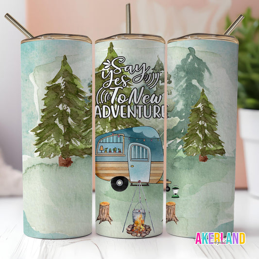 Camping 20oz Sublimation Tumbler Design - PNG Digital Download