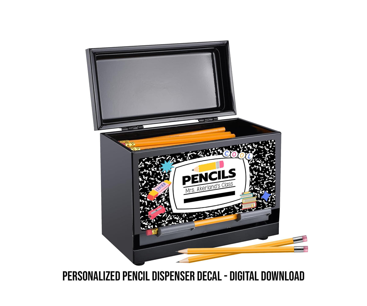 Personalized Pencil Dispenser Decal - Digital Download Only - Personalized with a name to make your own decal for a pencil dispenser.