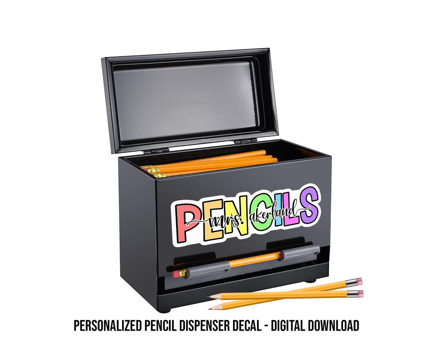 Personalized Pencil Dispenser Decal - Digital Download Only - Personalized with a name to make your own decal for a pencil dispenser.