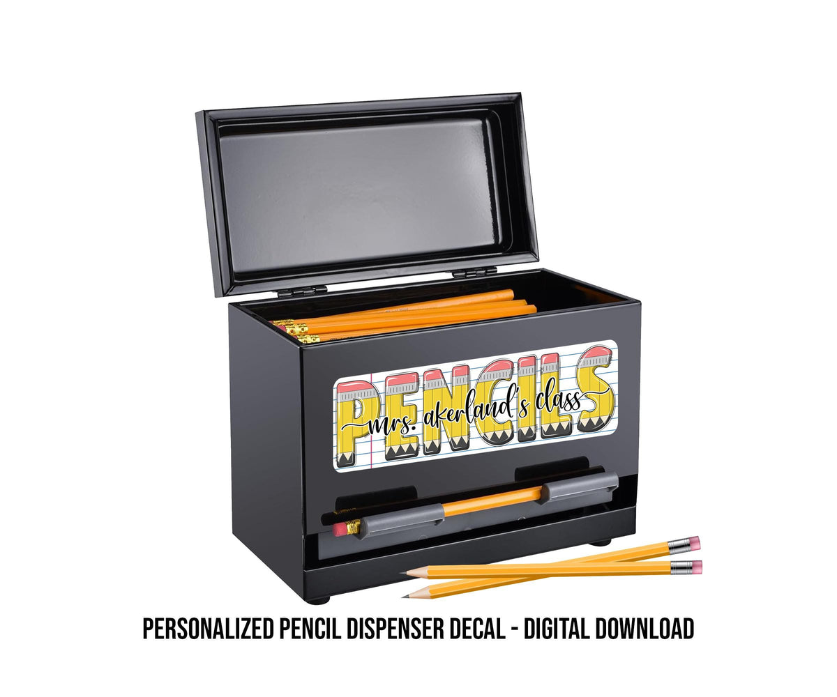 Personalized Pencil Dispenser Decal - Digital Download Only - Personalized with a name to make your own decal for a pencil dispenser.