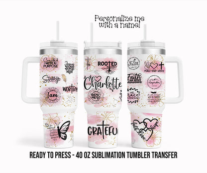 Bible, Church, Faith, Jesus, Christ Personalized Sublimation Tumbler Transfer Print 40oz Tumbler Ready To press Heat Transfer