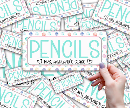 Custom Pencil Dispenser Vinyl Decal Personalized with a name, Waterproof Decal, Mint Theme, Teacher Appreciation Approx. 3.5x7.5 inches
