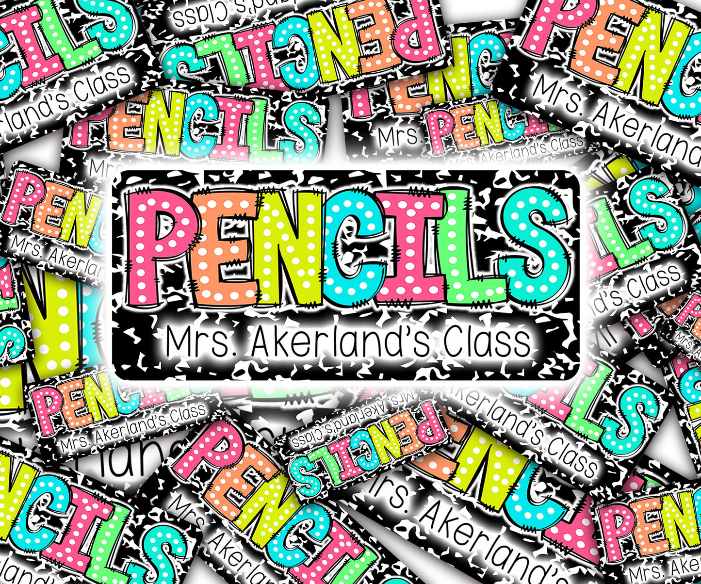 Custom Pencil Dispenser Vinyl Decal Personalized with a name, Waterproof Decal, Rainbow Theme, Teacher Appreciation Approx. 3.5x7.5 inches