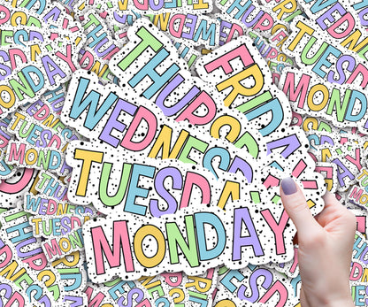Days of the Week Whiteboard Magnets, Rainbow Classroom Decor