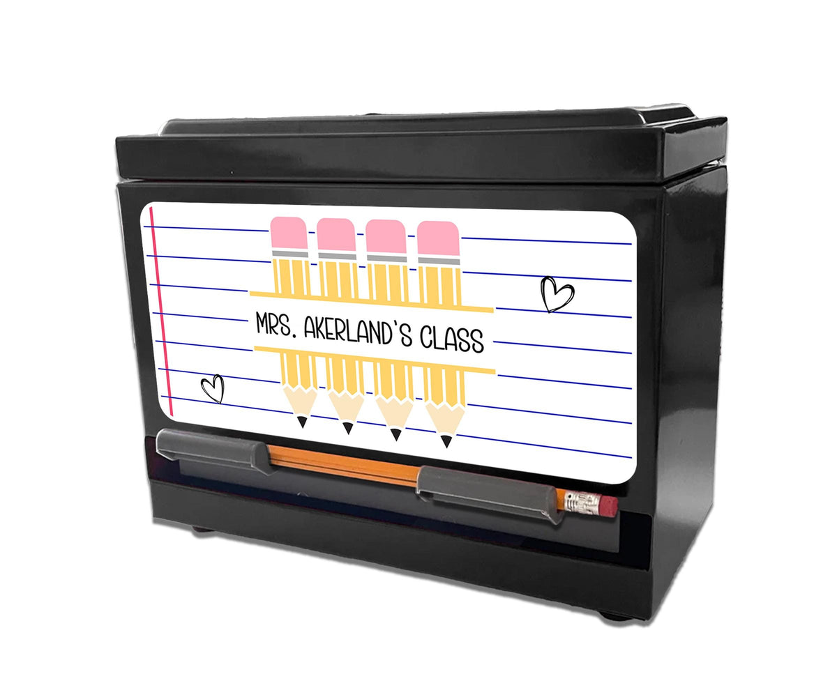Pencil Dispenser Vinyl Decal Personalized with a name Waterproof Vinyl Decal for Teacher's Classroom Pencil Dispensers, Monogrammed Decals