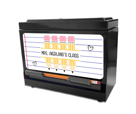 Pencil Dispenser Vinyl Decal Personalized with a name Waterproof Vinyl Decal for Teacher's Classroom Pencil Dispensers, Monogrammed Decals