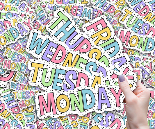 Days of the Week Whiteboard Magnets, Rainbow Classroom Decor