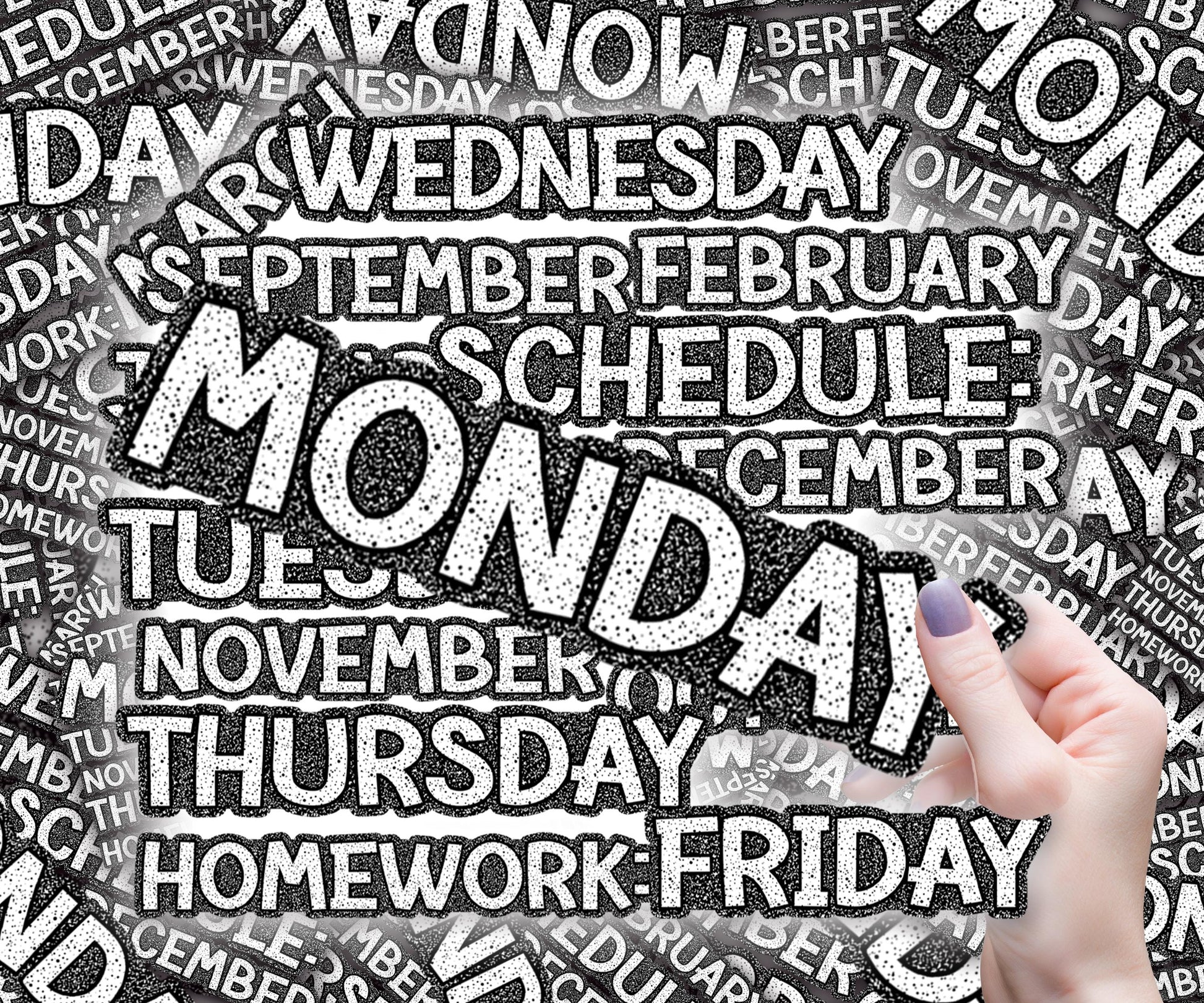 Classroom whiteboard Magnets, Black and White Composition Theme, 3in x 10in, Custom Classroom Magnets, Mon-Fri, Jan-Feb, Homework or Custom