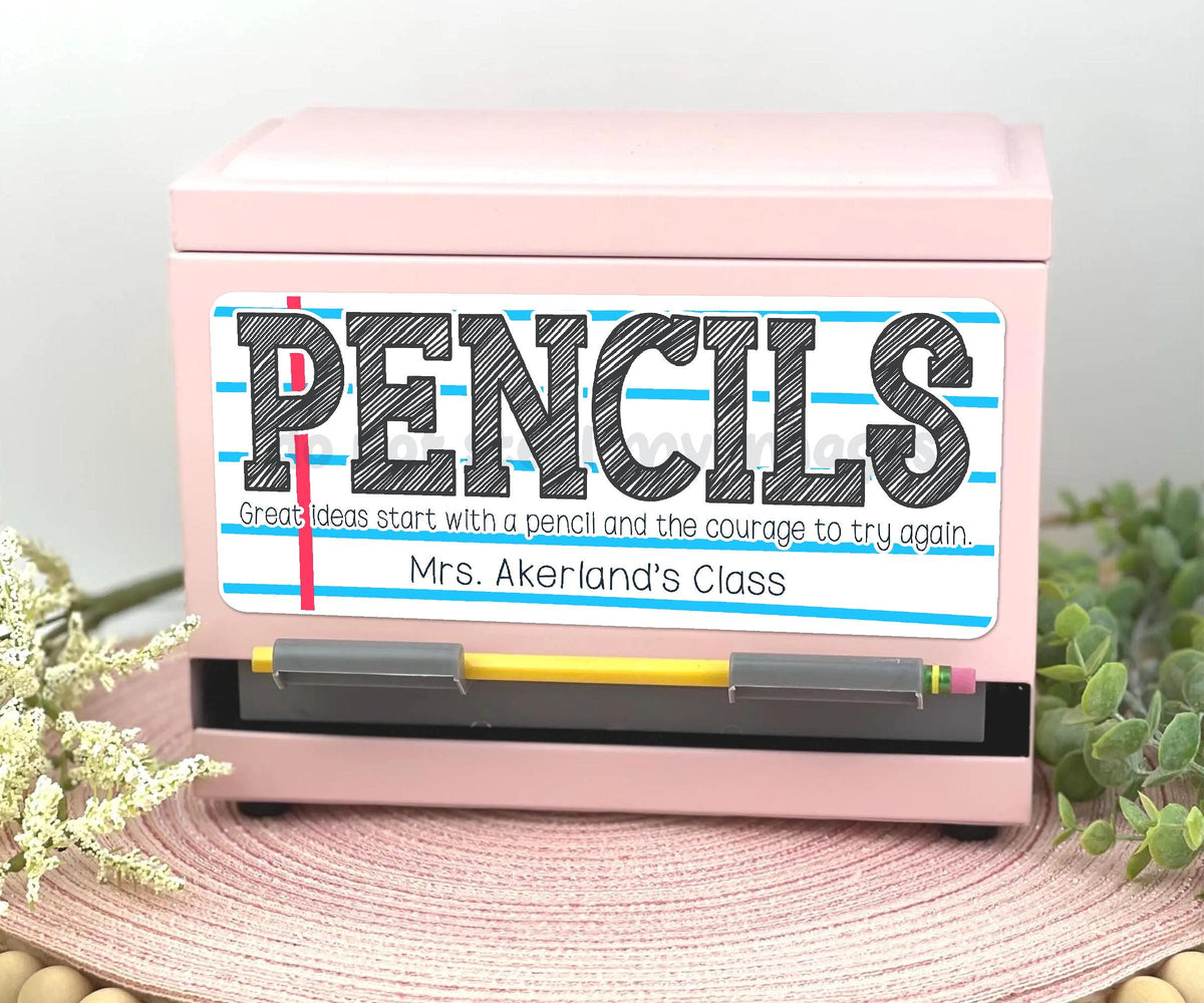 Personalized Pencil Dispenser Vinyl Decal, Teacher Appreciation