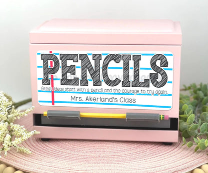 Personalized Pencil Dispenser Vinyl Decal, Teacher Appreciation
