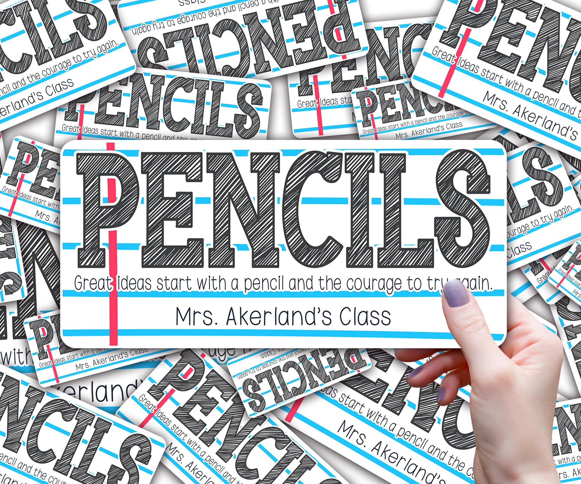 Personalized Pencil Dispenser Vinyl Decal, Teacher Appreciation