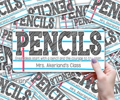 Personalized Pencil Dispenser Vinyl Decal, Teacher Appreciation