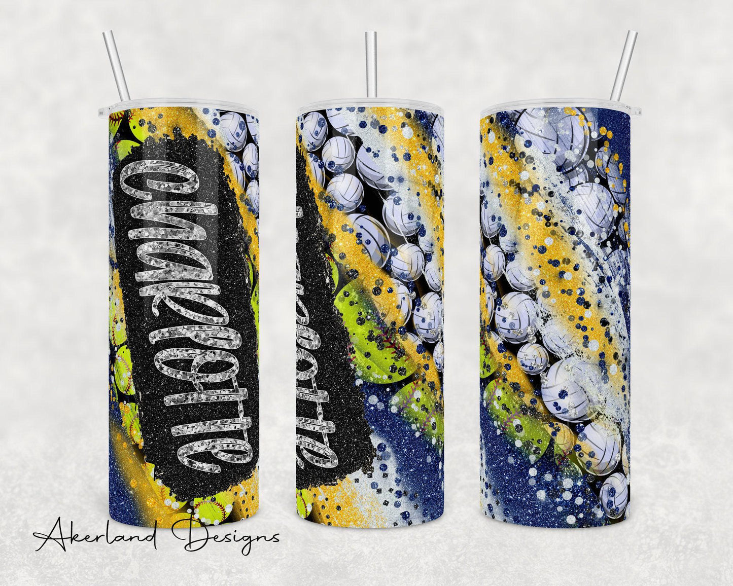 Softball Volleyball Sublimation Tumbler Transfer Print For 20 oz Tumblers - 30 oz Tumblers - Ready To press - Heat Transfers