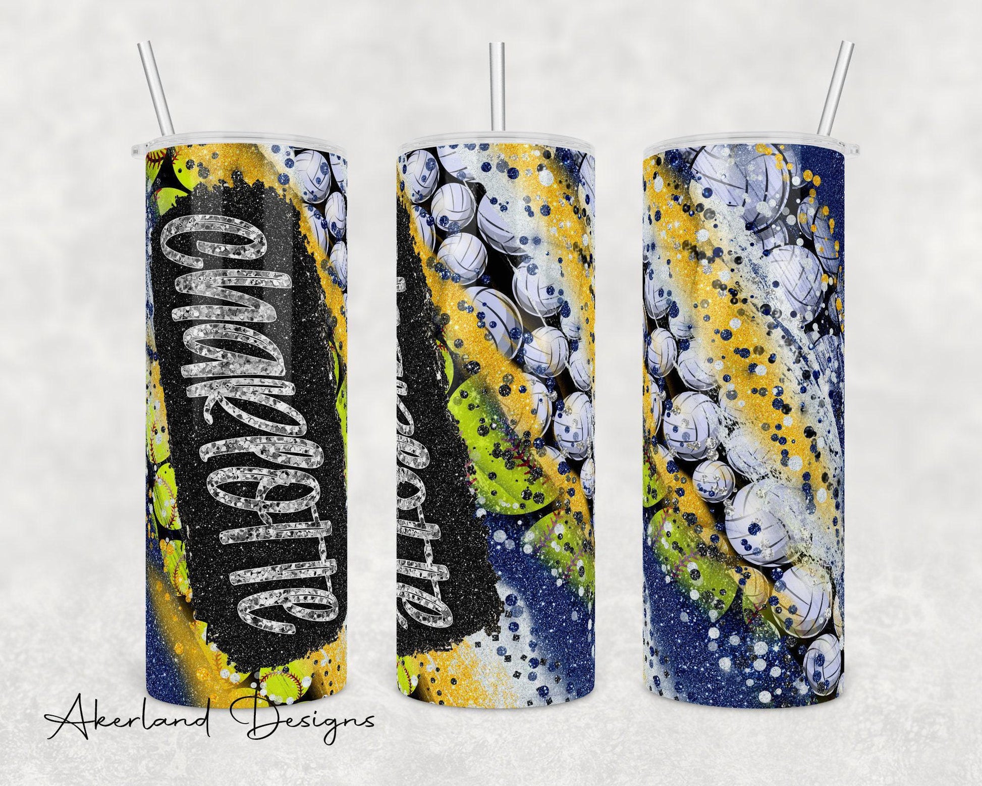 Softball Volleyball Sublimation Tumbler Transfer Print For 20 oz Tumblers - 30 oz Tumblers - Ready To press - Heat Transfers