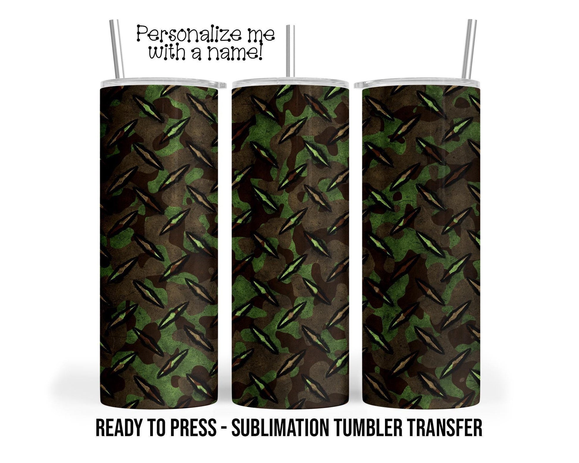 Camo Diamond Plate Sublimation Tumbler Transfer Print For 20 oz Tumbler - 30 oz Tumbler Ready to press Heat Transfers