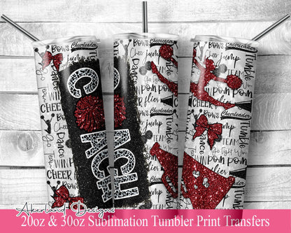 Burgundy Cheer COACH Sublimation Tumbler Transfer Print For 20 oz Tumbler-30 oz Tumbler - Ready To press - Heat Transfers