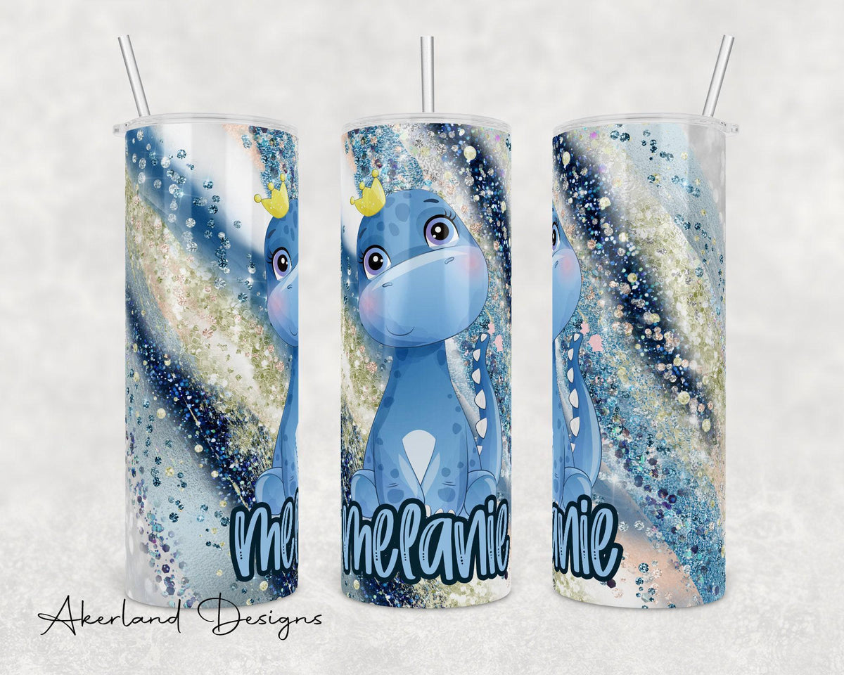 Blue Dinosaur Sublimation Tumbler Transfer Print For 20 oz Tumblers - 30 oz Tumblers - Ready To press - Heat Transfers