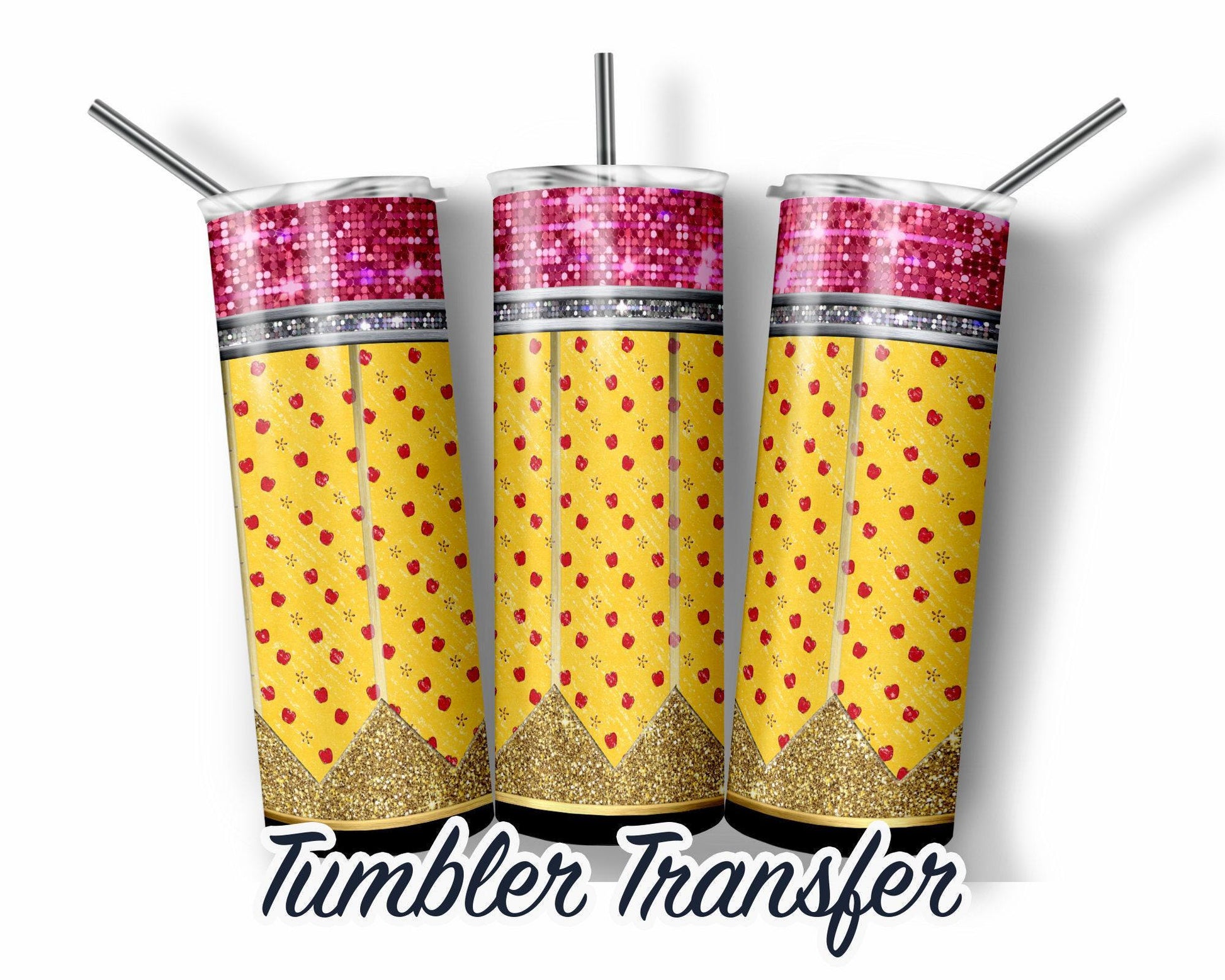 Yellow Pencils Sublimation Tumbler Transfer Print For 20 oz Tumbler - 30 oz Tumbler - Ready To press - Heat Transfers