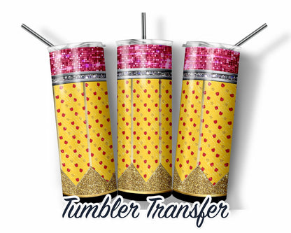 Yellow Pencils Sublimation Tumbler Transfer Print For 20 oz Tumbler - 30 oz Tumbler - Ready To press - Heat Transfers