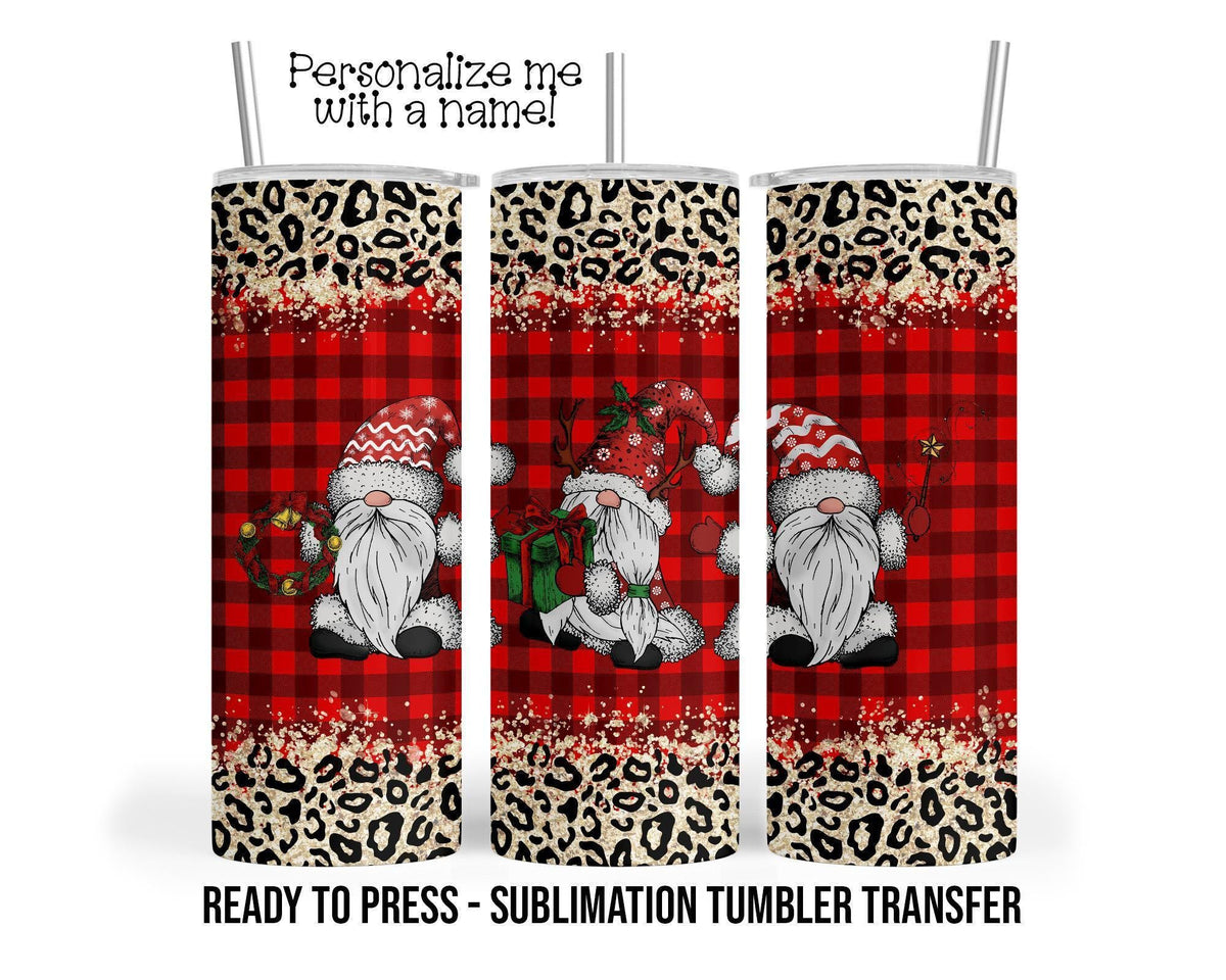 Gnome Christmas Sublimation Tumbler Transfer Print For 20 oz Tumbler - 30 oz Tumbler - Ready To press - Heat Transfers