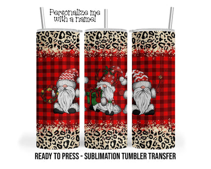 Gnome Christmas Sublimation Tumbler Transfer Print For 20 oz Tumbler - 30 oz Tumbler - Ready To press - Heat Transfers