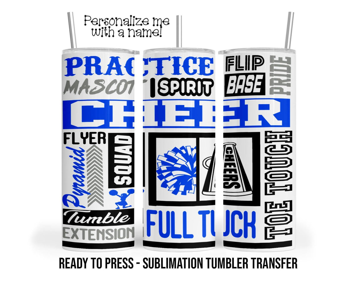 Blue Cheer Sublimation Tumbler Transfer Print For 20 oz Tumbler or 30 oz Tumbler - Ready To Press Heat Transfers