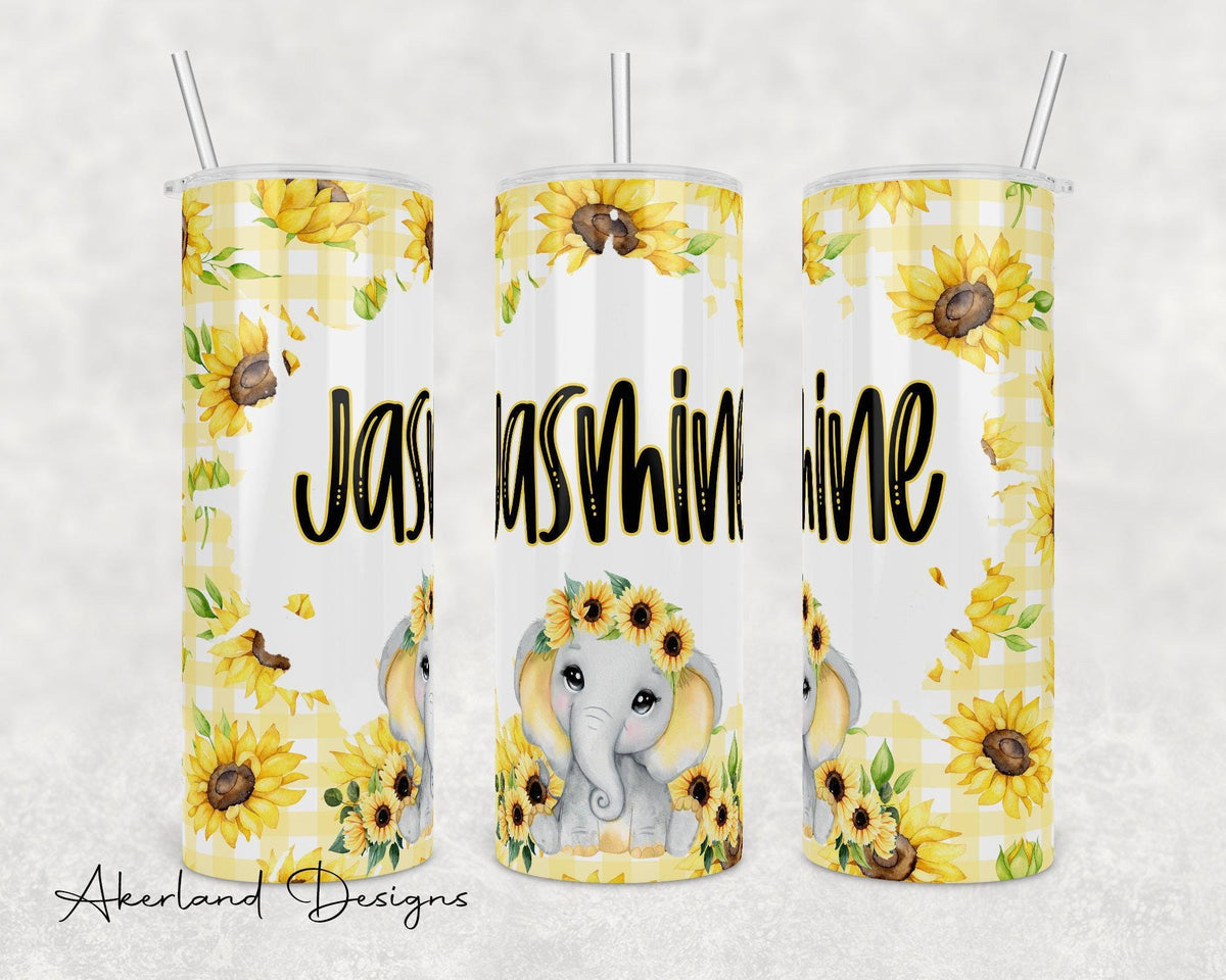 Elephant Sunflower Sublimation Tumbler Transfer Print For 20 oz Tumblers - 30 oz Tumblers - Ready To press - Heat Transfers