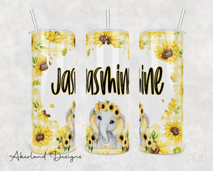 Elephant Sunflower Sublimation Tumbler Transfer Print For 20 oz Tumblers - 30 oz Tumblers - Ready To press - Heat Transfers