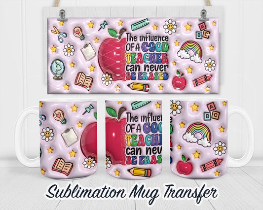 Teacher 3d Puff Coffee Mug Sublimation Transfer Print - 11 oz - 15 oz Coffee Mugs - Ready To press - Heat Transfers