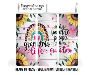 Grandma Sunflower Tumbler Sublimation Transfer, 20oz & 30oz, Ready to Press