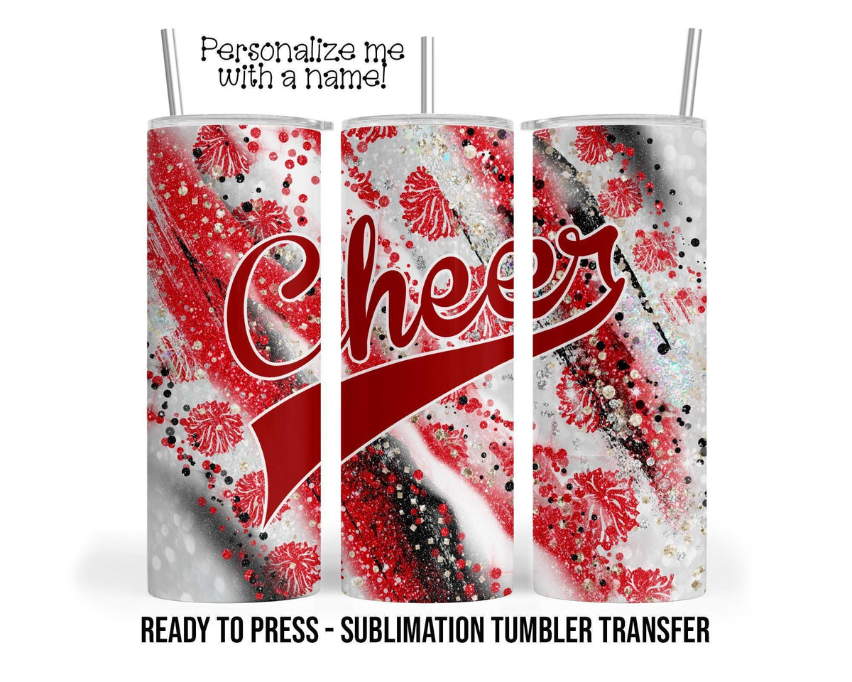 Red Cheerleader Sublimation Tumbler Transfer Print For 20 oz - 30 oz Tumbler - Ready To Press Heat Press Transfer