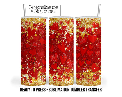 Valentine Red and Gold Sublimation Tumbler Transfer Print For 20 oz Tumblers - 30 oz Tumblers - Ready To press Heat Transfers