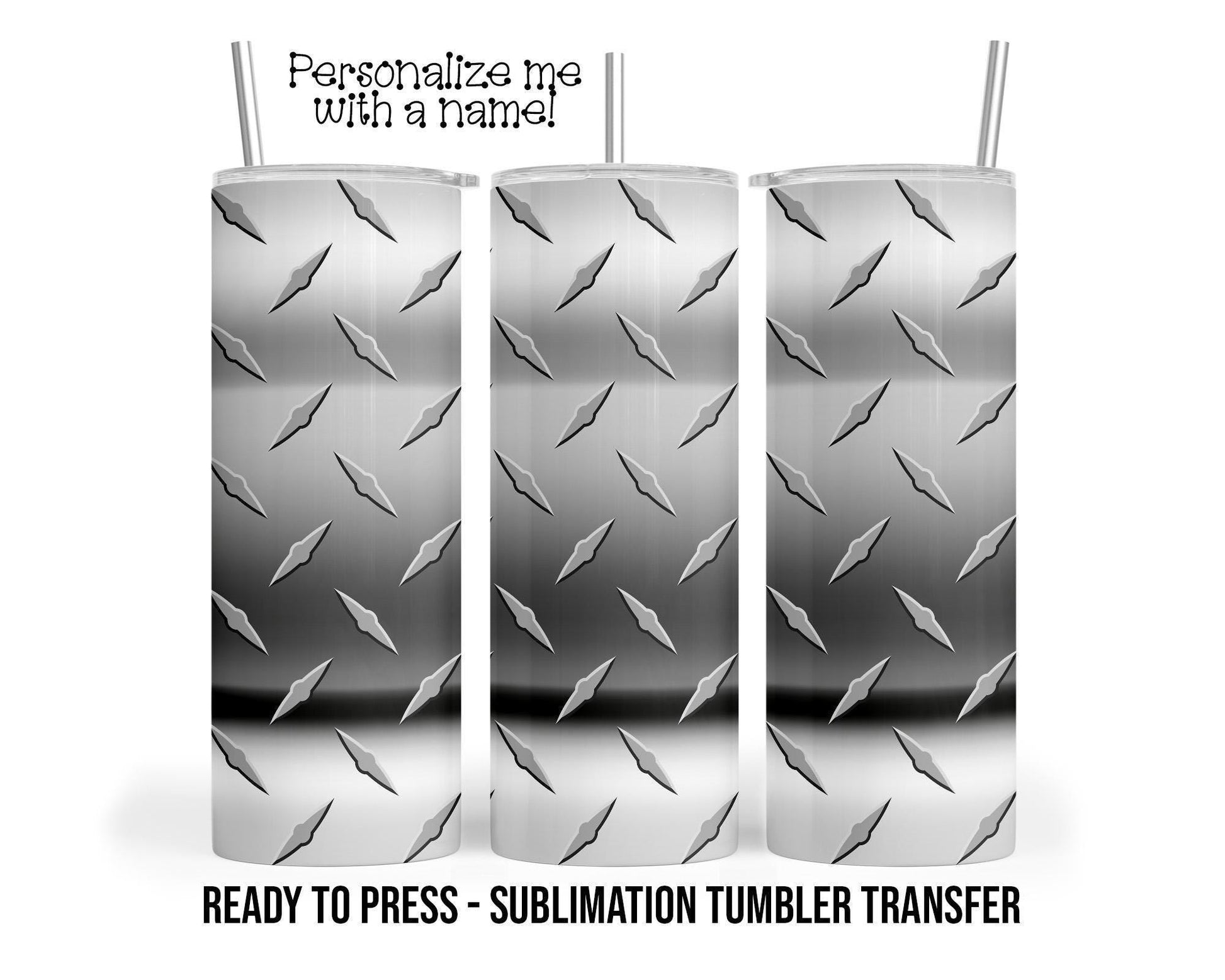 Chrome Diamond Plate Sublimation Tumbler Transfer Print For 20 oz Tumbler - 30 oz Tumbler Ready to Press Heat Transfers