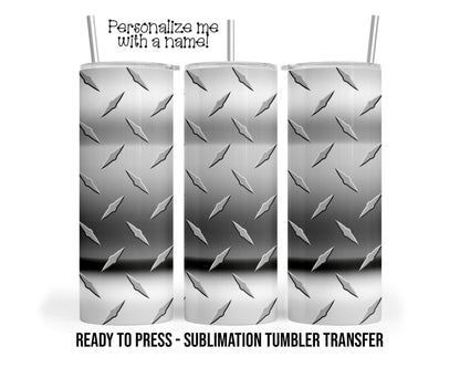 Chrome Diamond Plate Sublimation Tumbler Transfer Print For 20 oz Tumbler - 30 oz Tumbler Ready to Press Heat Transfers