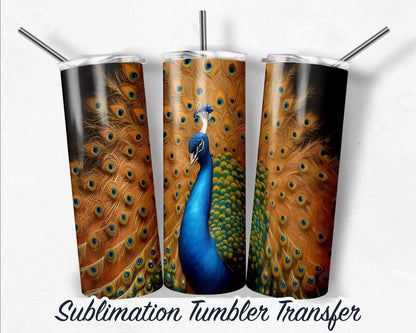 Peacock - Sublimation Transfer Print For 20 oz - 30 oz Tumbler - Ready To press - Heat Transfer