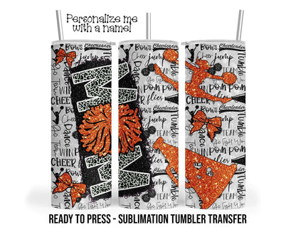 Orange Cheer Mom Sublimation Tumbler Transfer Print For 20 oz Tumbler - 30 oz Tumbler - Ready To press - Heat Transfers