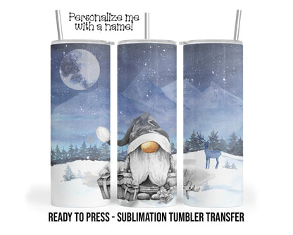 Gnome Christmas Sublimation Tumbler Transfer Print For 20 oz Tumbler - 30 oz Tumbler - Ready To press - Heat Transfers