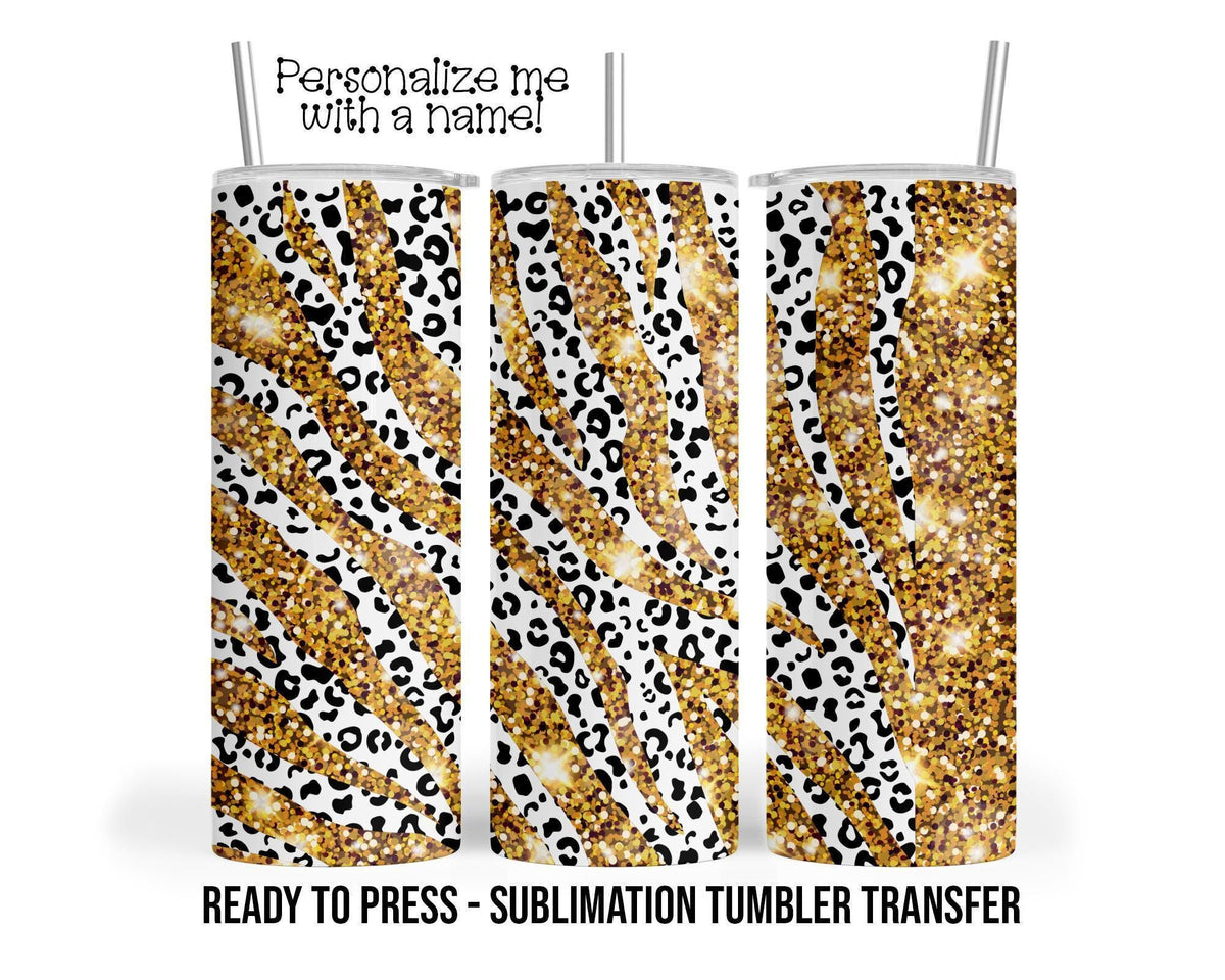 Gold Zebra - Sublimation Tumbler Transfer Print For 20 oz Tumbler - 30 oz Tumbler - Ready To press - Heat Transfers