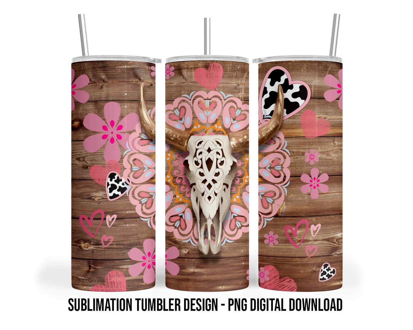 Western Valentine 20oz Sublimation Tumbler Design PNG Digital Download | 300 DPI | Valentine's Day Tumbler Wrap PNG