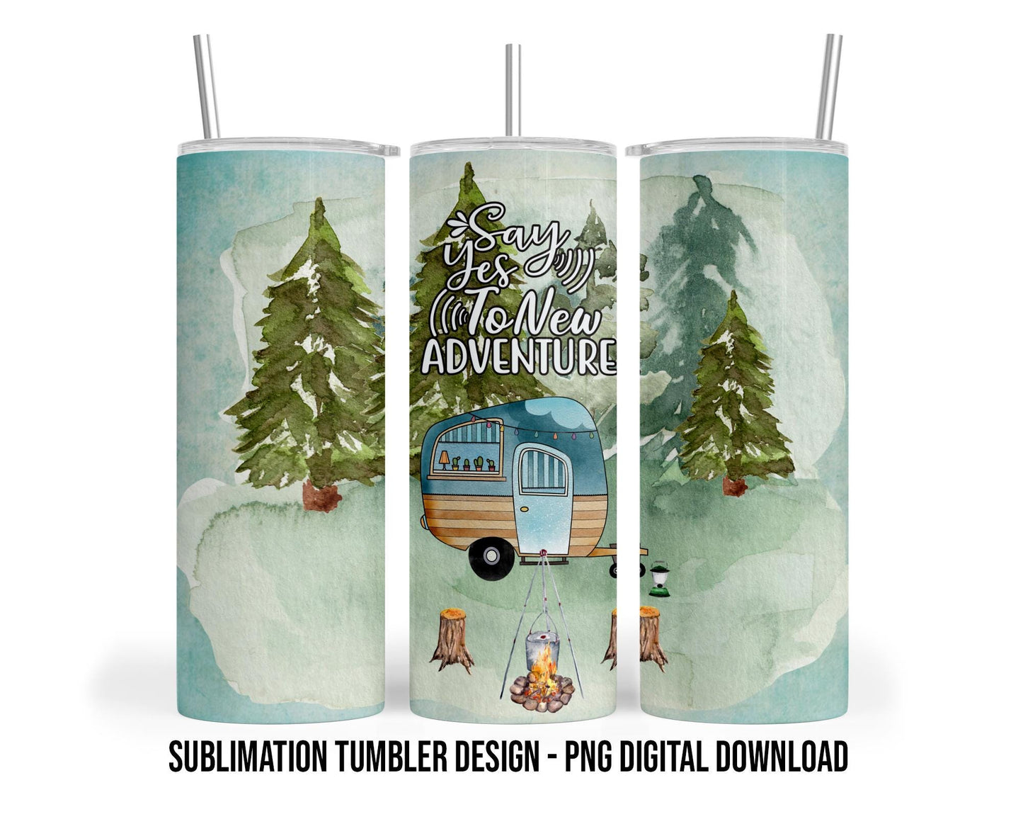 Camping 20oz Sublimation Tumbler Design - PNG Digital Download