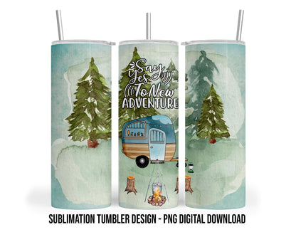 Camping 20oz Sublimation Tumbler Design - PNG Digital Download