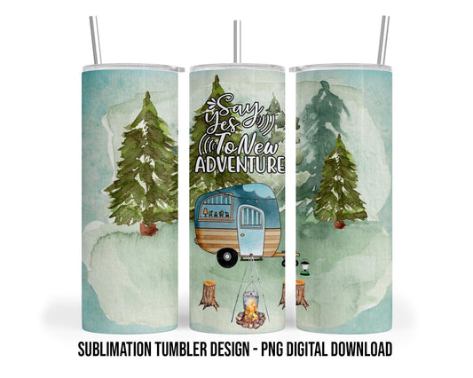 Camping 20oz Sublimation Tumbler Design - PNG Digital Download