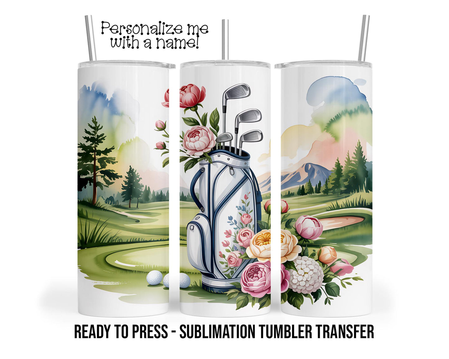 Golf Sublimation Transfer Print For 20 oz Tumbler - 30 oz Tumbler - Ready To press - Heat Transfers