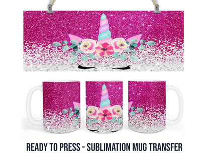 Unicorn Sublimation Transfer Print For 11 oz - 15 oz Mugs - Ready To press Single Use Heat Transfer