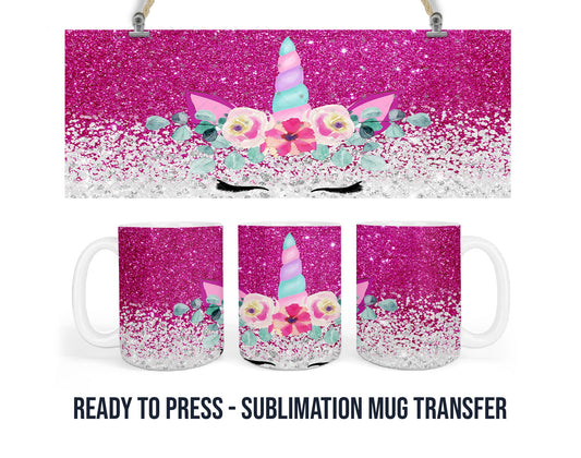 Unicorn Sublimation Transfer Print For 11 oz - 15 oz Mugs - Ready To press Single Use Heat Transfer
