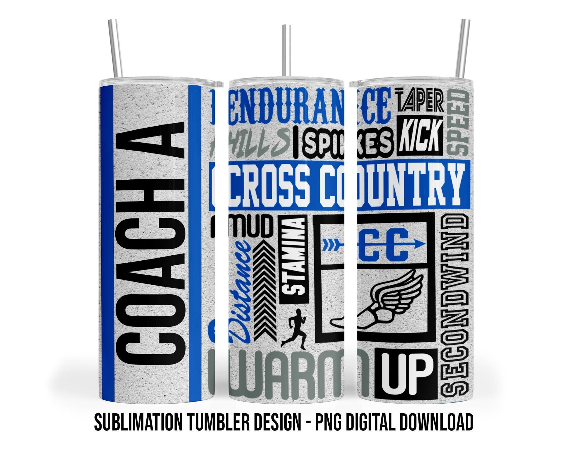 Blue Cross Country - 20oz Sublimation Tumbler Design PNG Digital Download